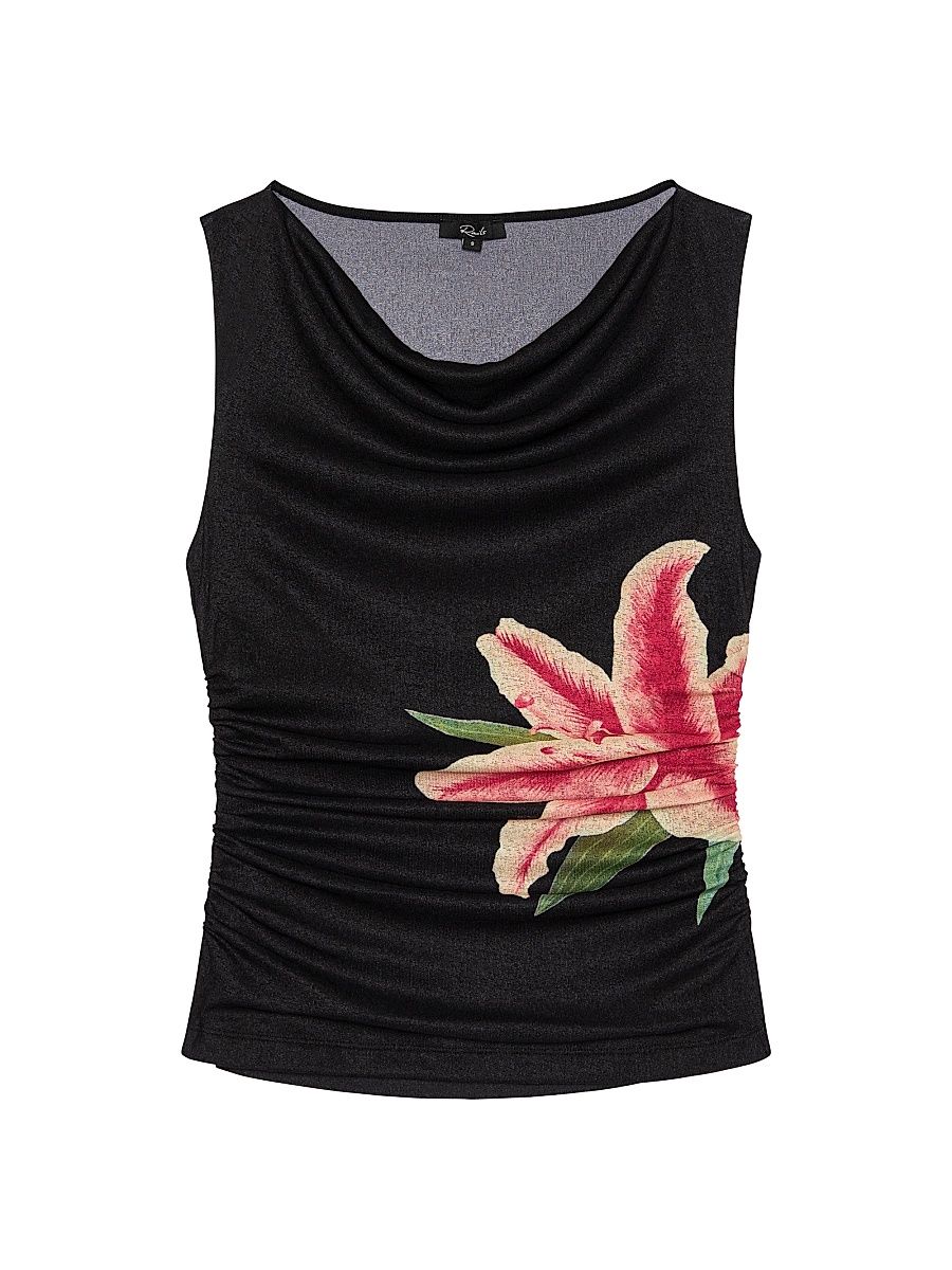 Women's Fete Floral Draped Top - Peach Lily - Size XL