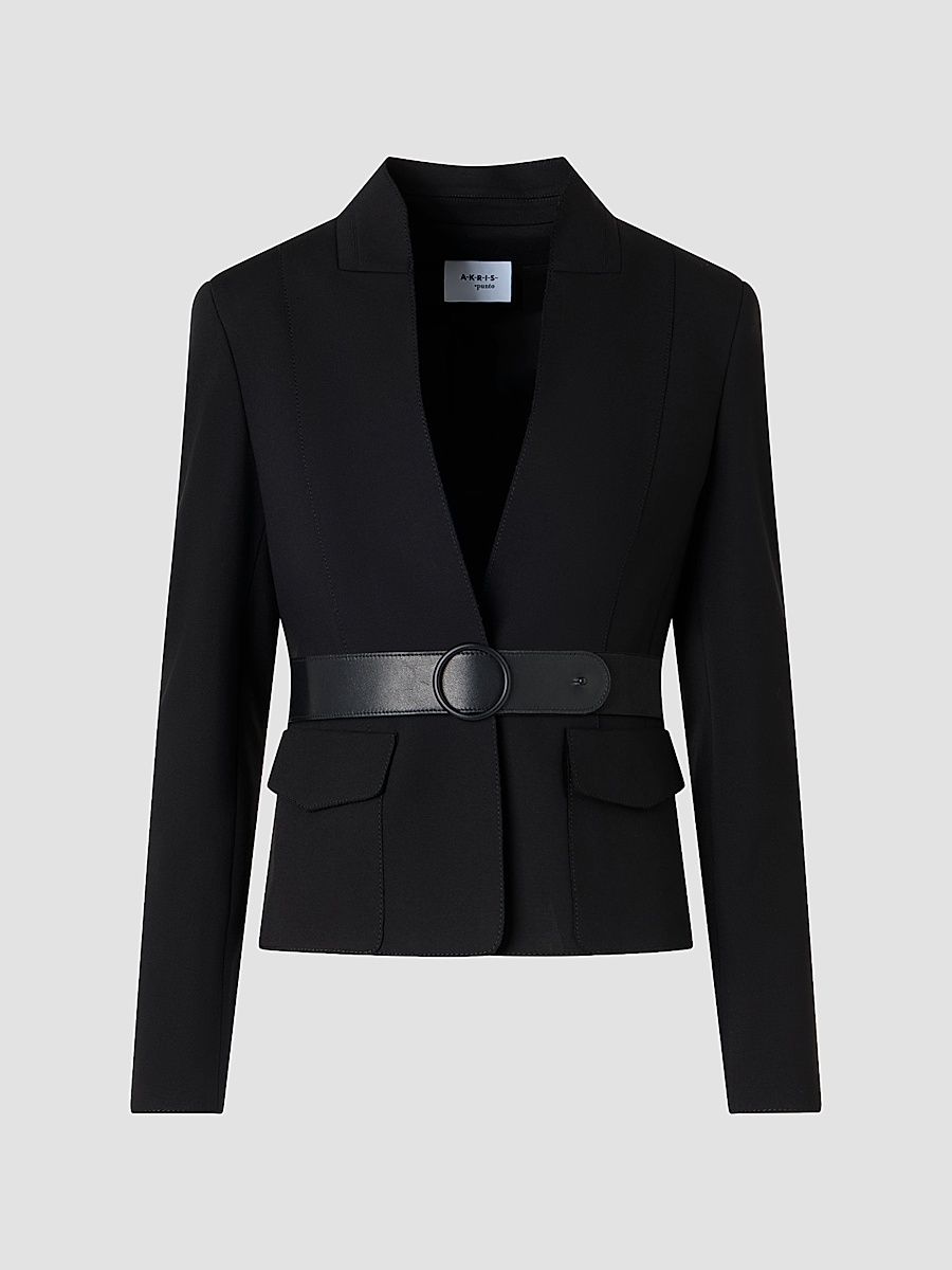 Women's Belted Jacket - Black - Size 16