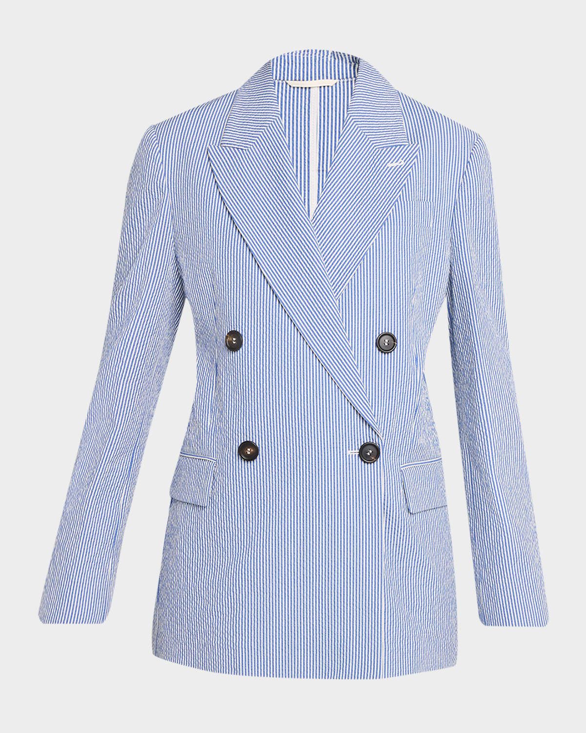 Seersucker Double-Breasted Jacket