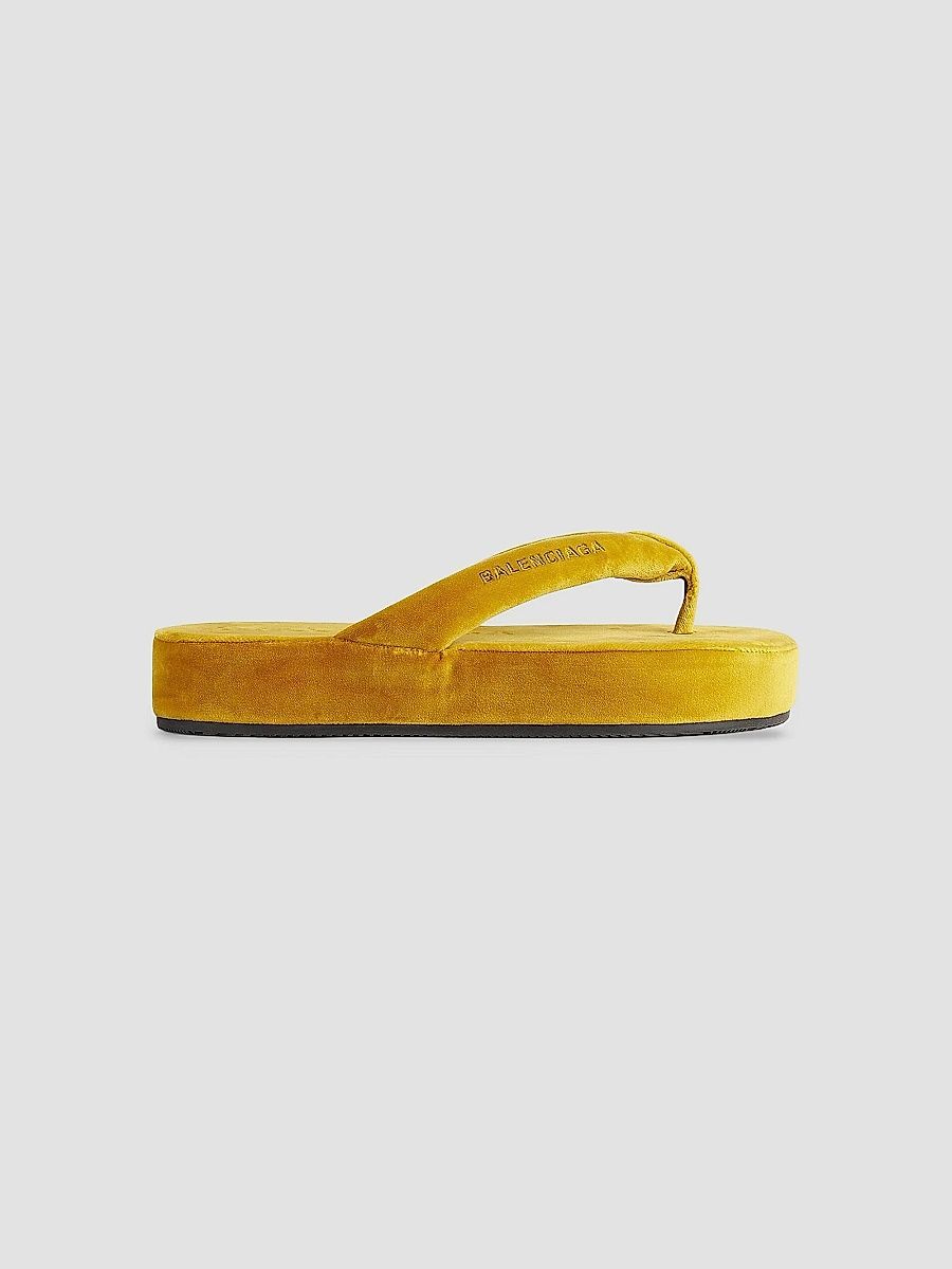 Balenciaga Women's Jet Lag Thong Sandals - Mustard - Size 6