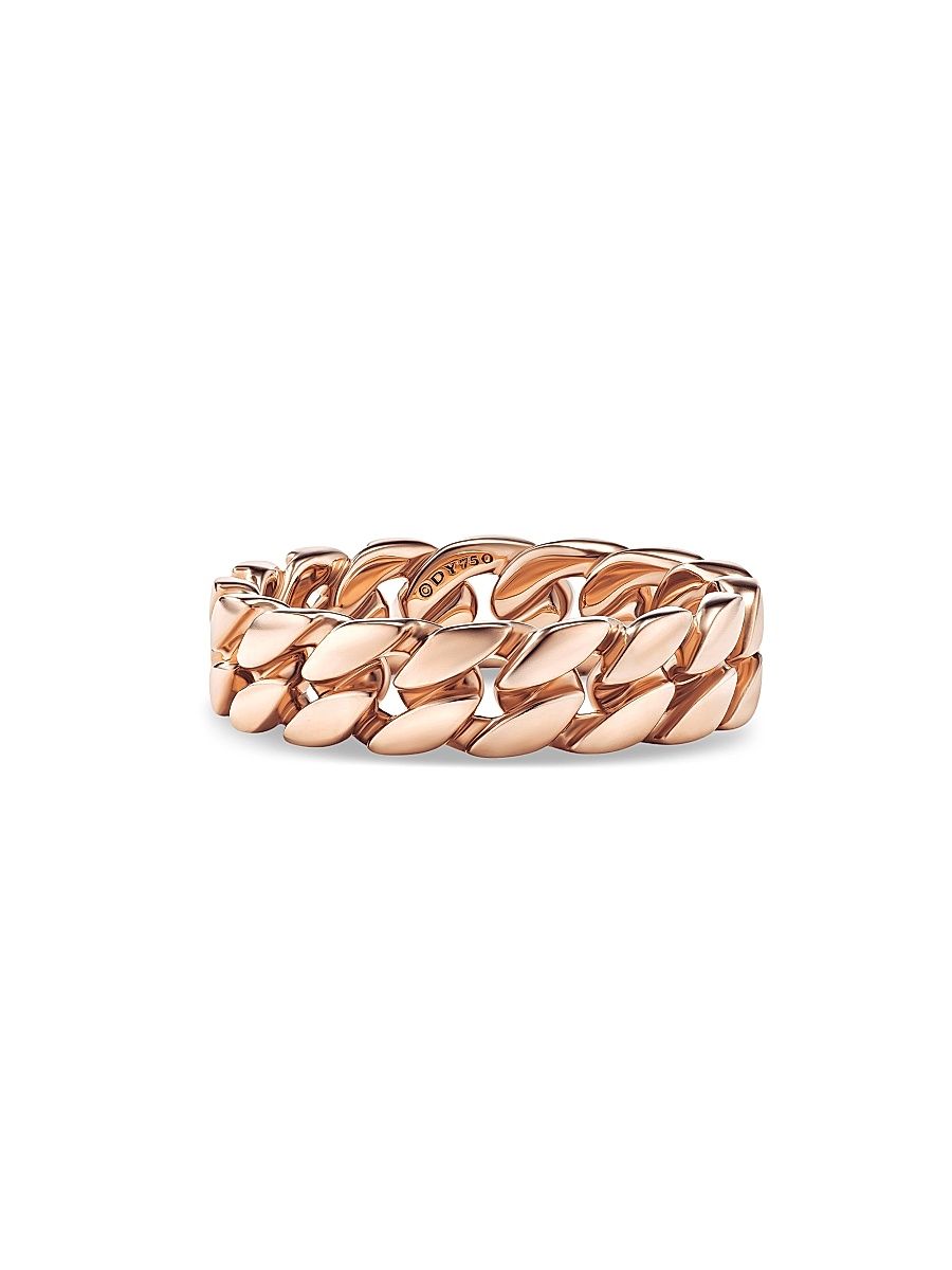 Men's Curb Chain Band Ring in 18K Rose Gold, 6MM - Gold - Size 11