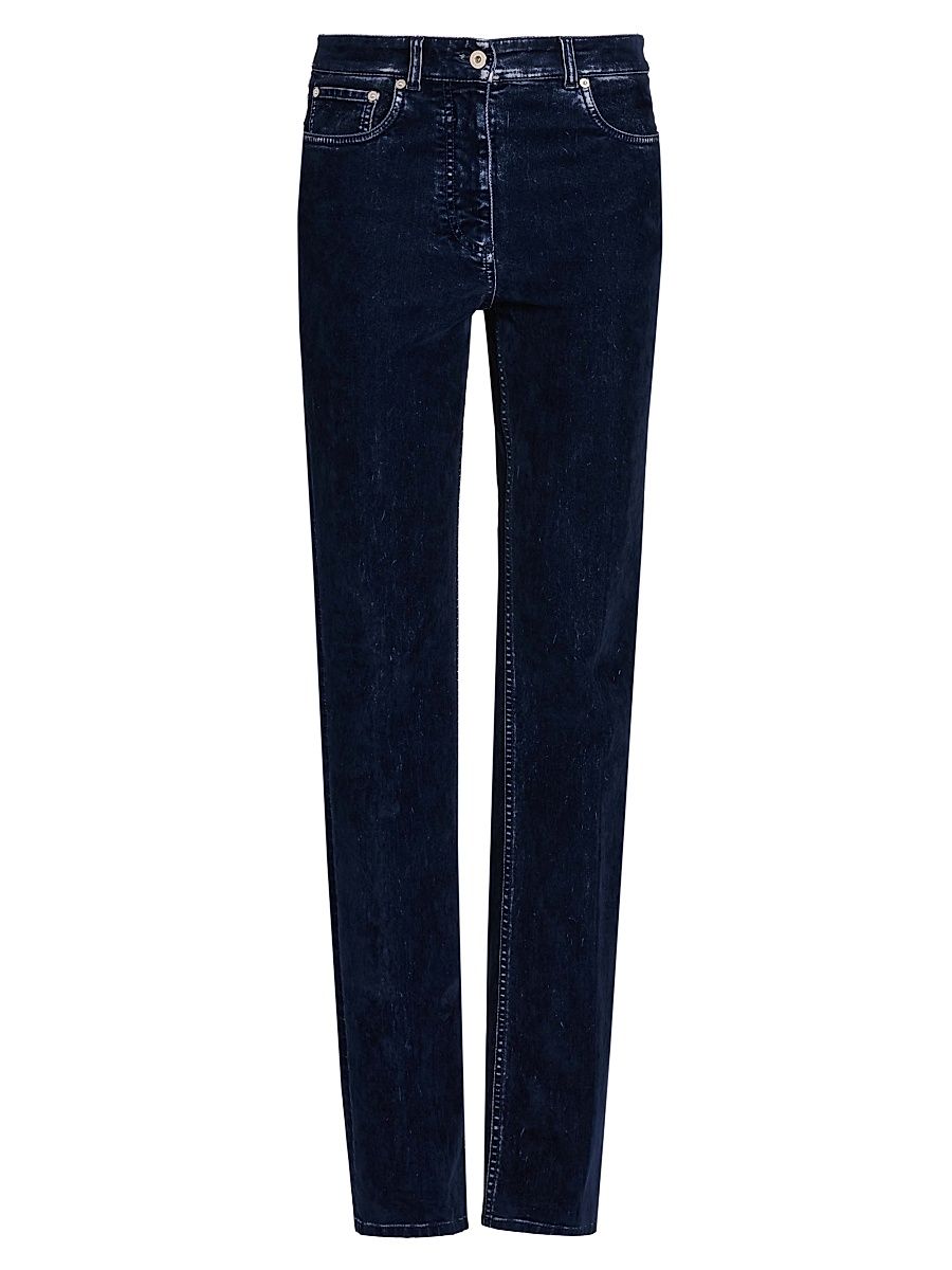 Women's Flocked High-Rise Straight-Leg Jeans - New Navy - Size 6