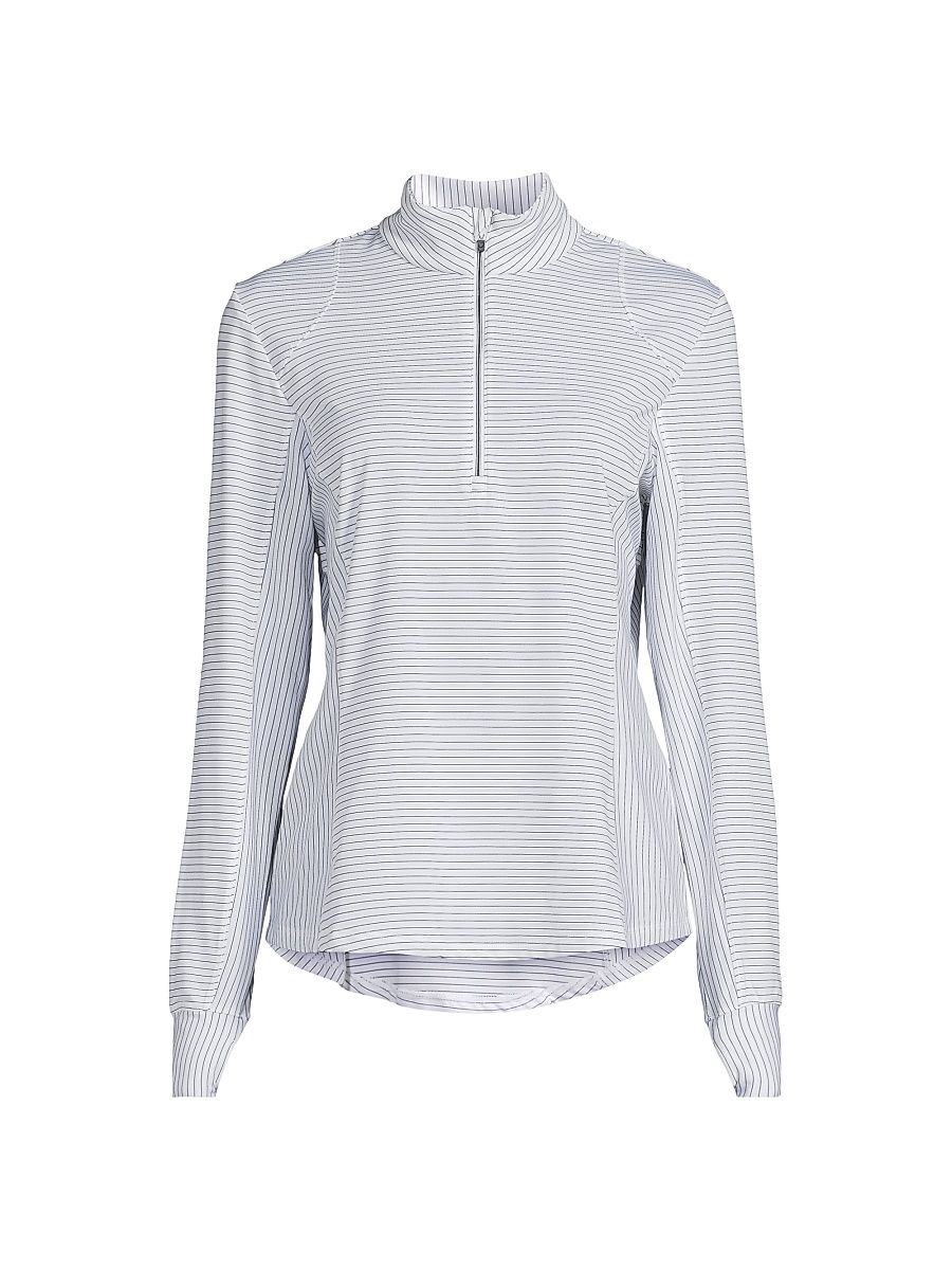 Women's Rene Quarter-Zip Top - White Black - Size Small
