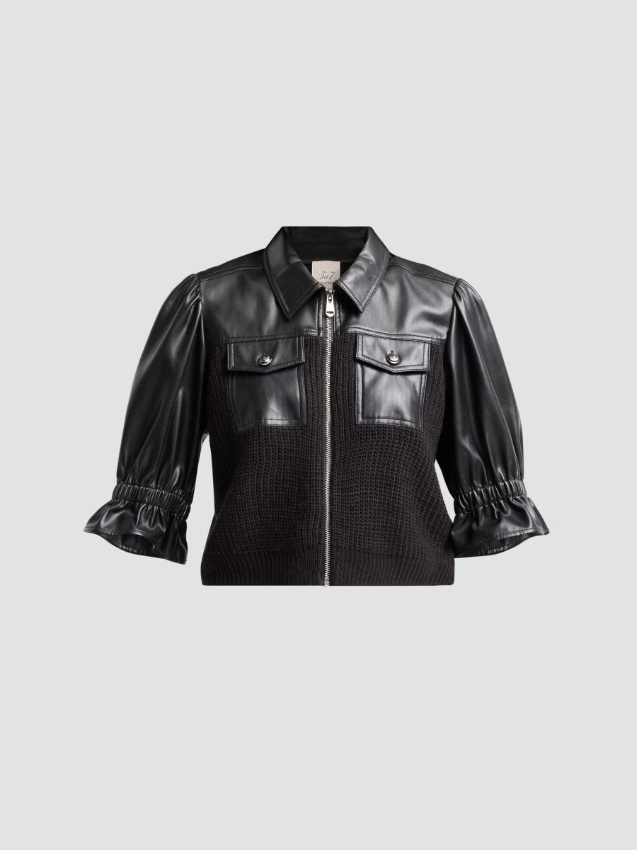 Women's Holly Mixed Media Jacket - Black - Size XL