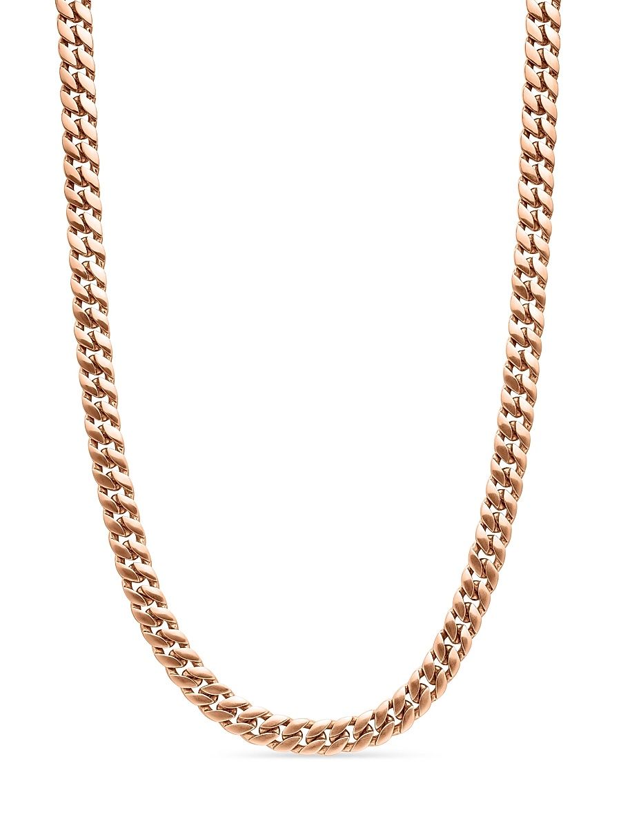 Men's Curb Chain Necklace in 18K Rose Gold, 8mm - Rose Gold - Size 24