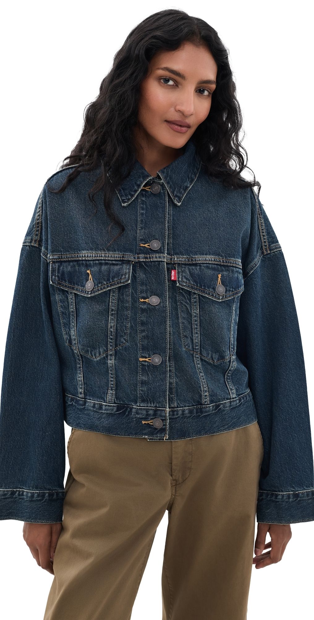 Levi's Loose Crop Trucker Denim Jacket High Vibration XS