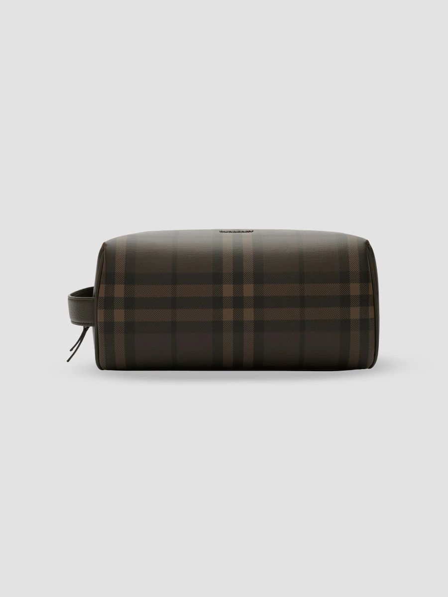 Burberry Check Travel Pouch - Dark Brown