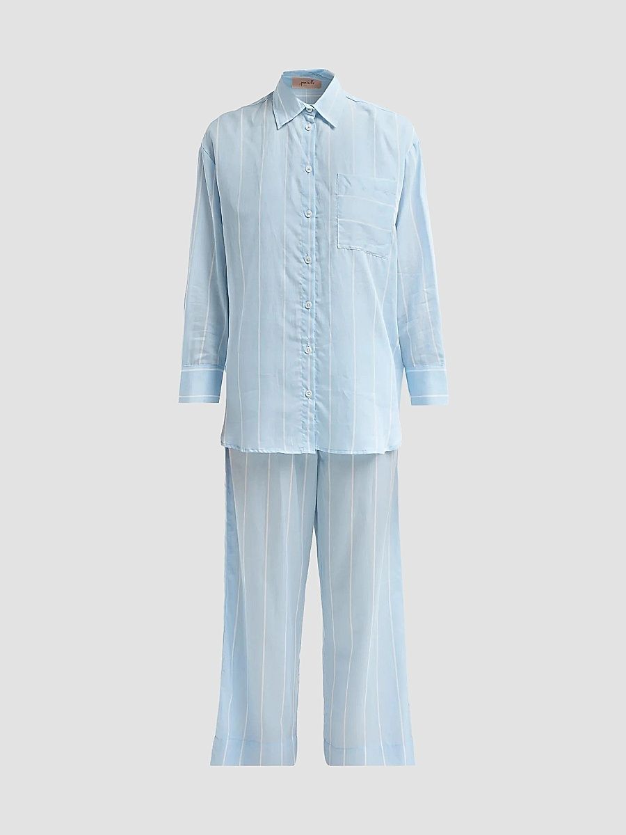 Women's Striped Cotton Shirt - White Stripe - Size XXL