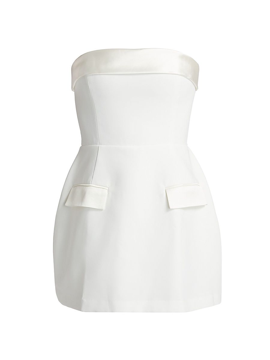 Women's Lucienne Satin Fit-&-Flare Romper - Ivory - Size Large