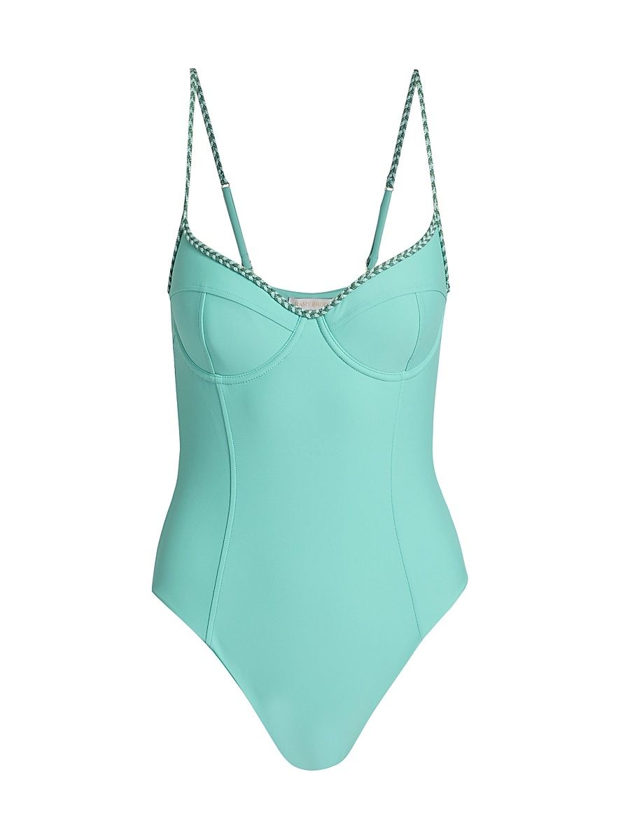 Women's Jayda Braided Underwire One-Piece Swimsuit - Seaglass - Size Large