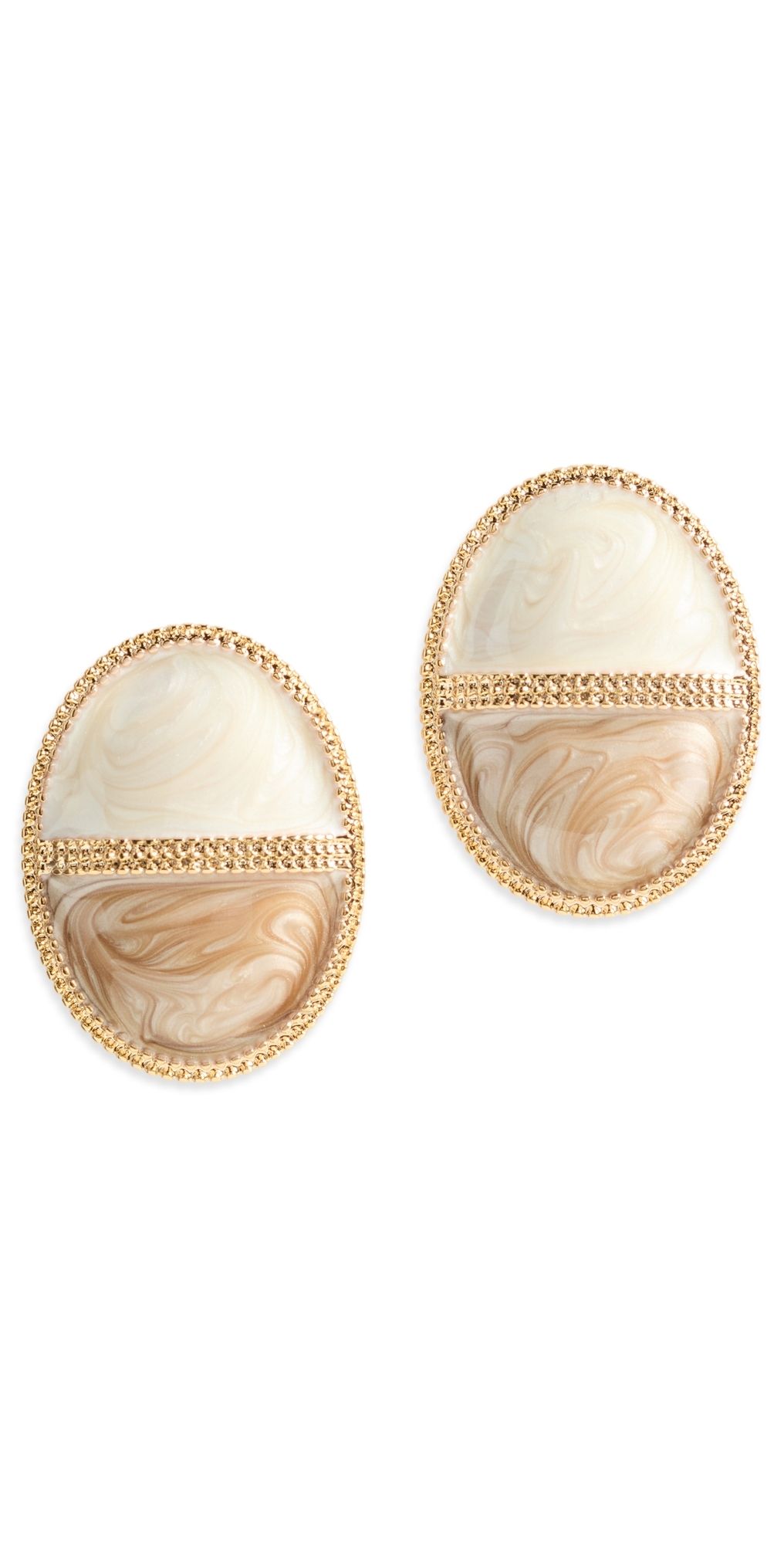 By Adina Eden Colored Two-Tone Stone Oval Stud Earrings Grey One Size