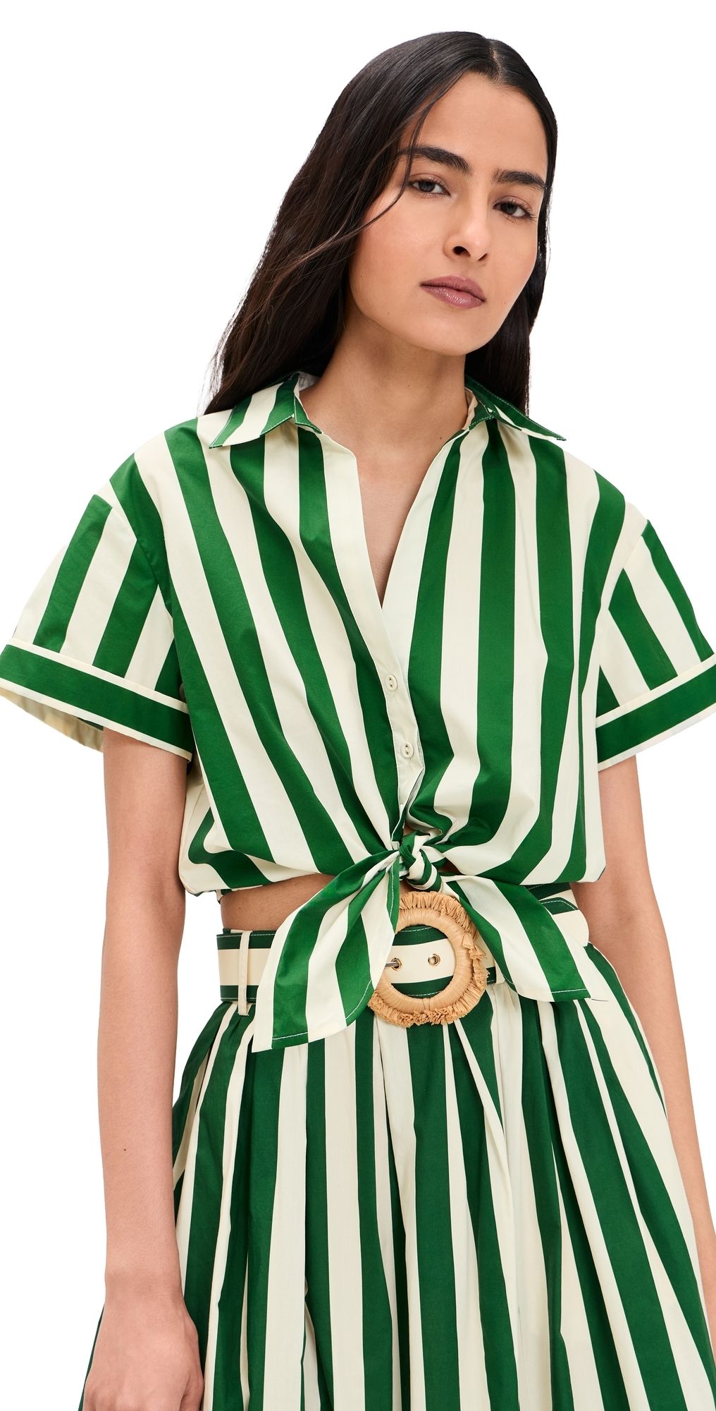 Cara Cara Asbury Top Green White Stripe M