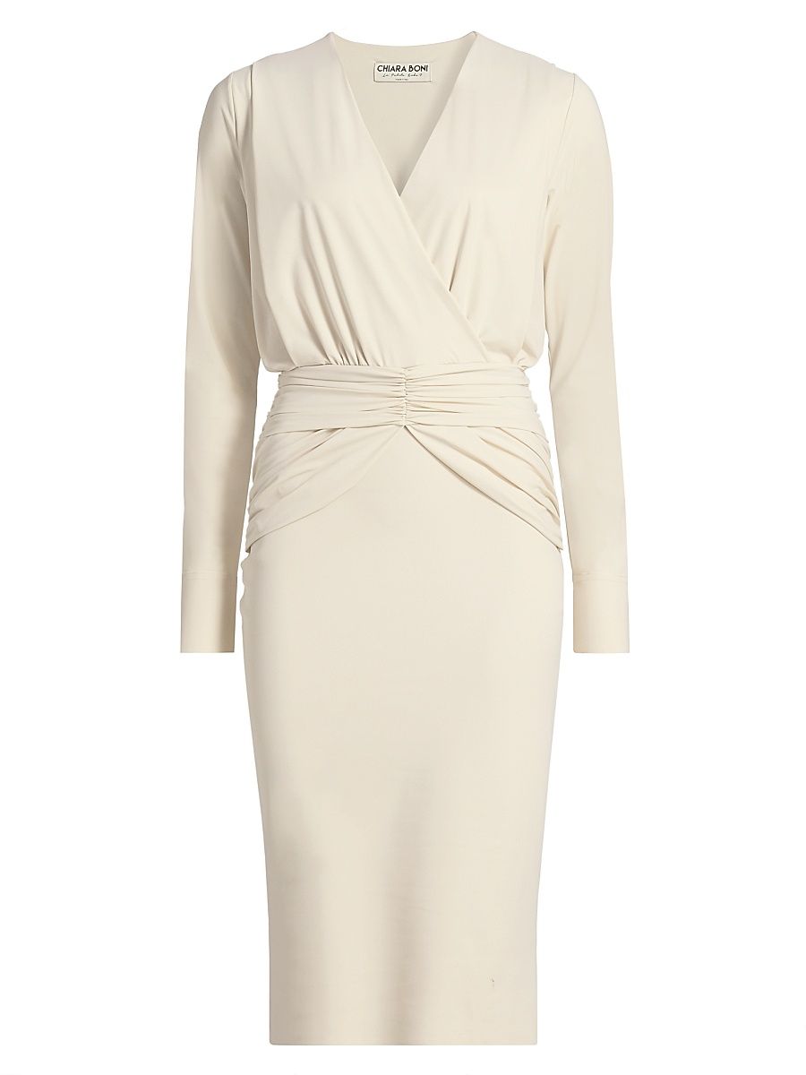 Women's Molan Draped Cocktail Dress - Winter White - Size 12