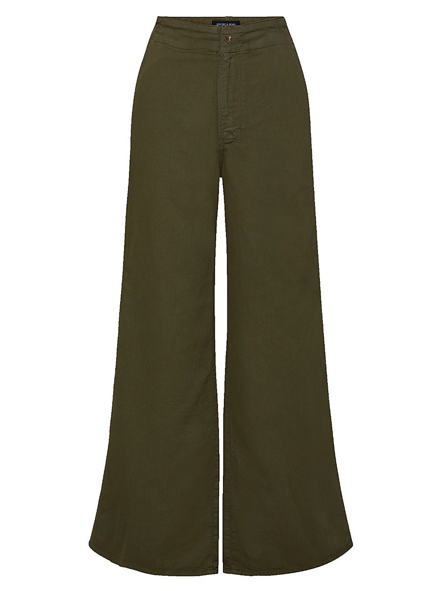 Women's Kasey Wide-Leg Flat Front Pants - Army - Size 14