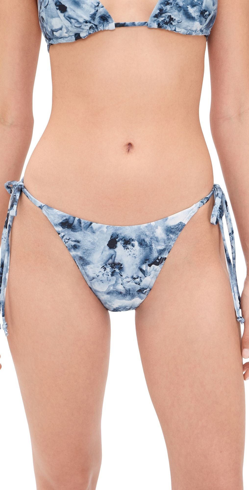 Good American String Bikini Bottoms Blue Angel Print S