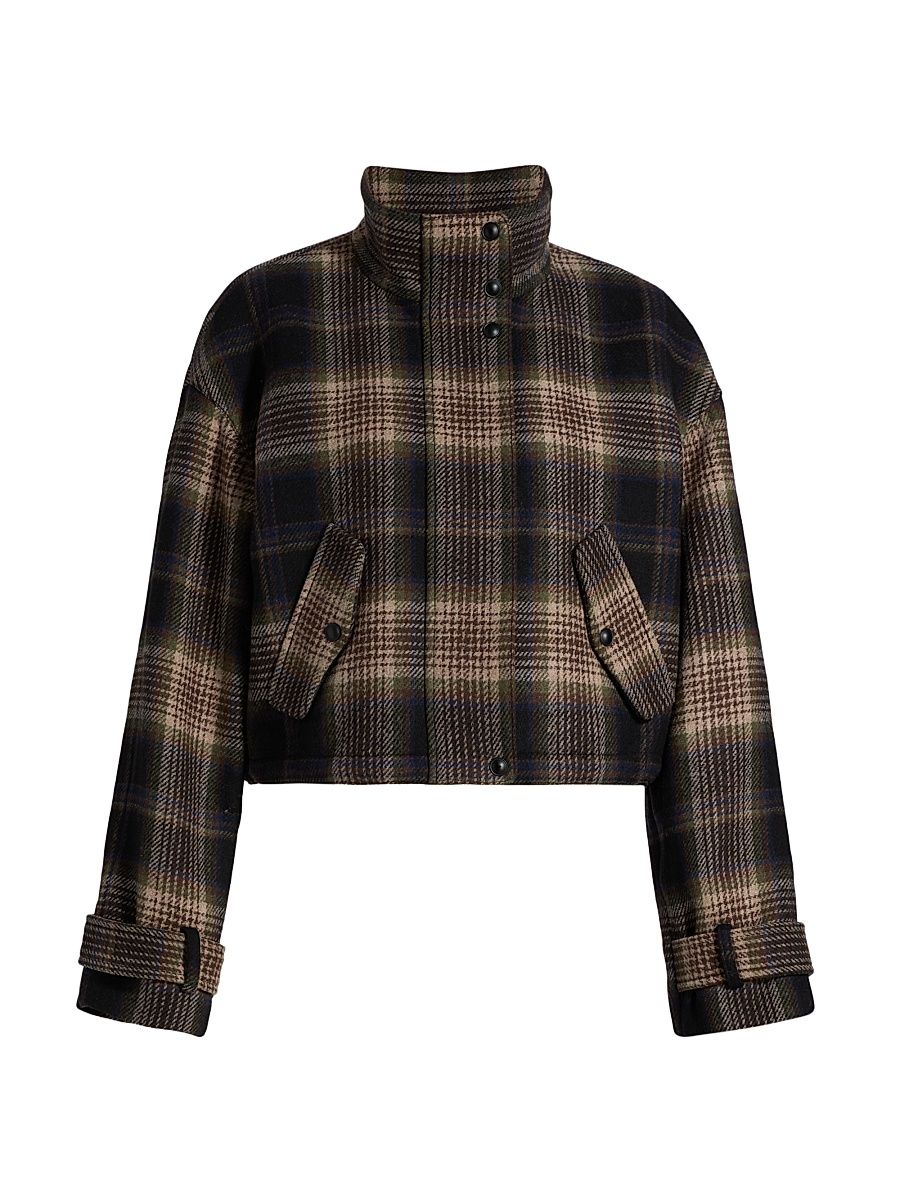 Women's Bateman Check Wool-Blend Jacket - Black Multi - Size Large