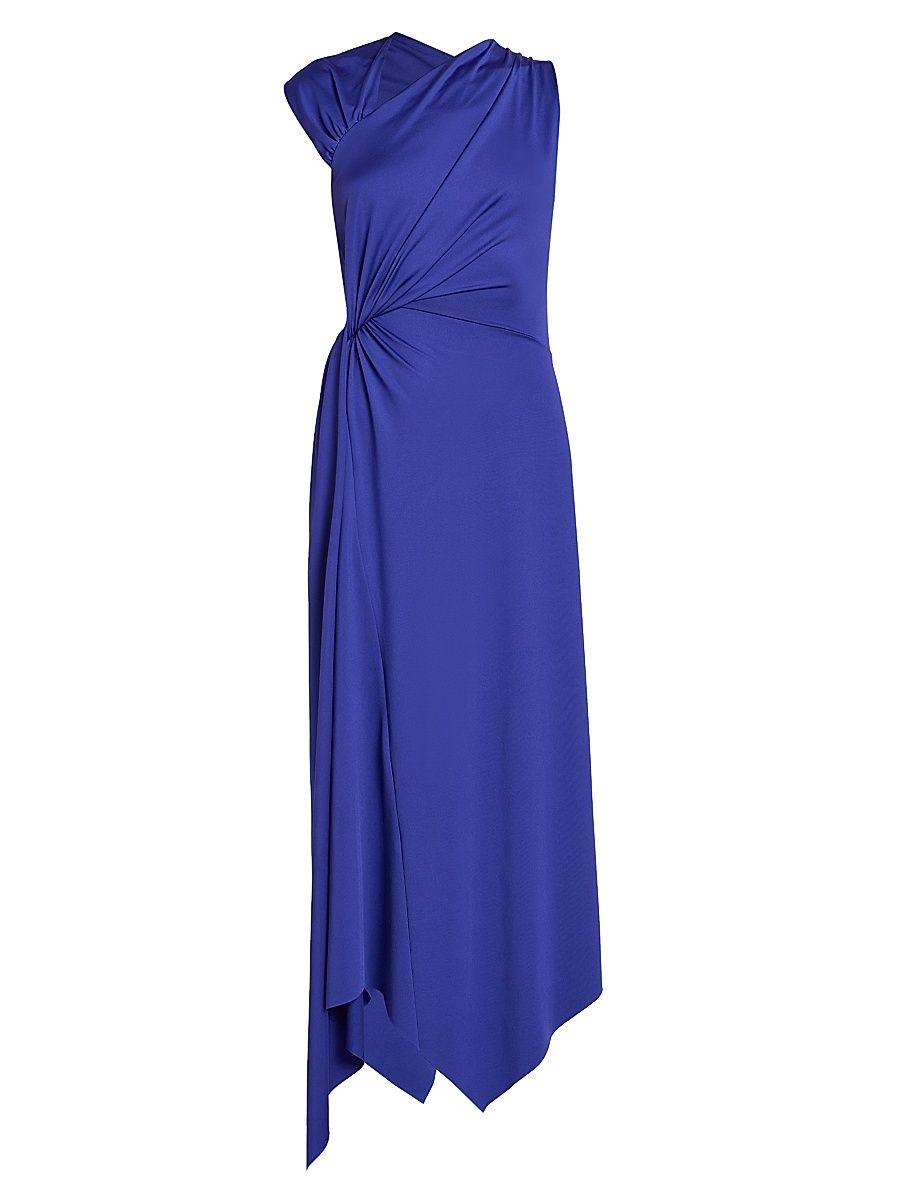 Women's Asymmetric Knotted Midi-Dress - Bright Indigo - Size 0