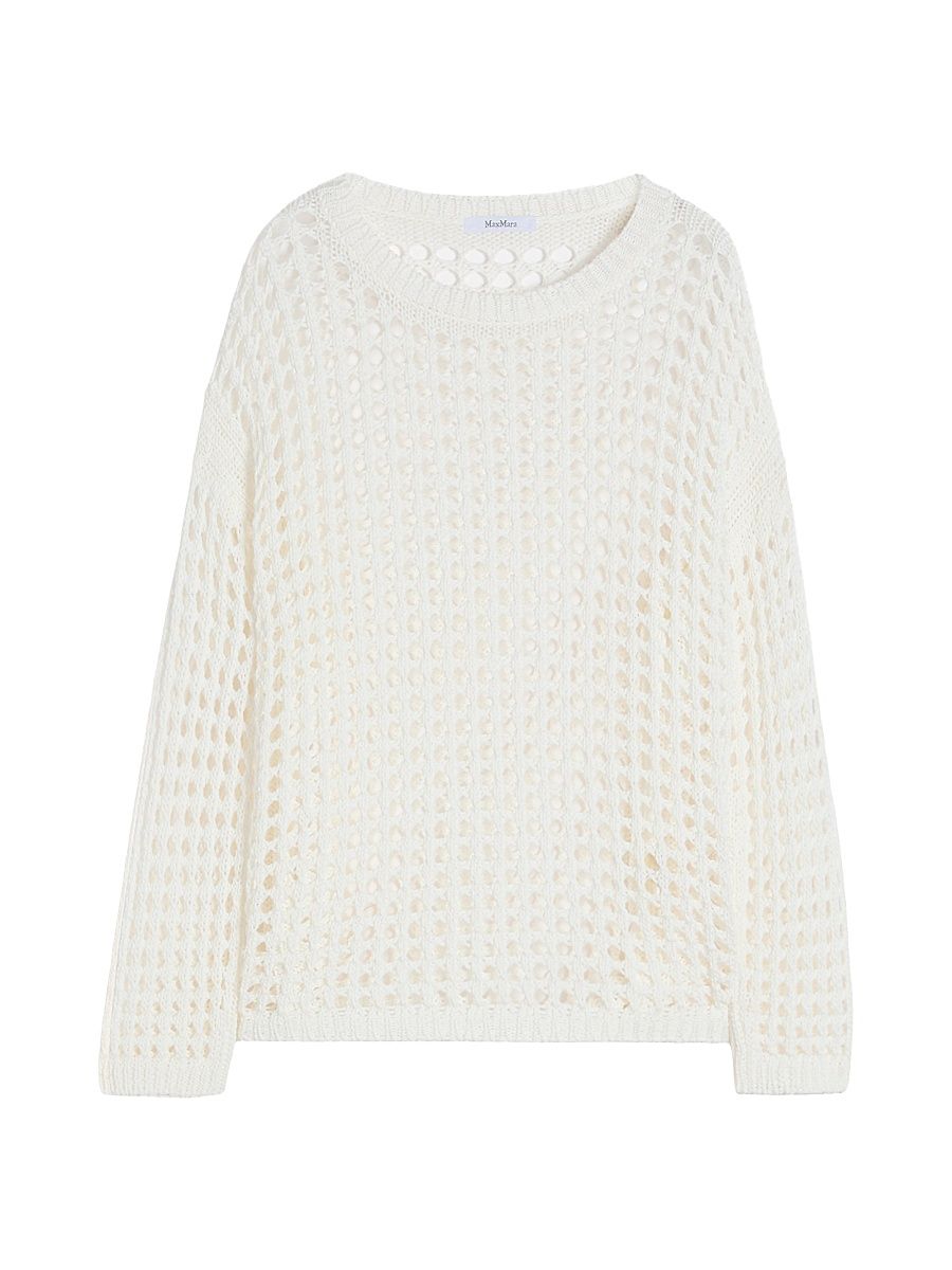 Women's Cotton Mesh Jumper - Optical White - Size Medium