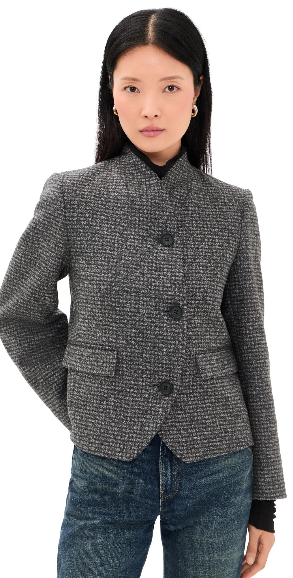 House of Dagmar Short Curved Jacket Charcoal Grey 36