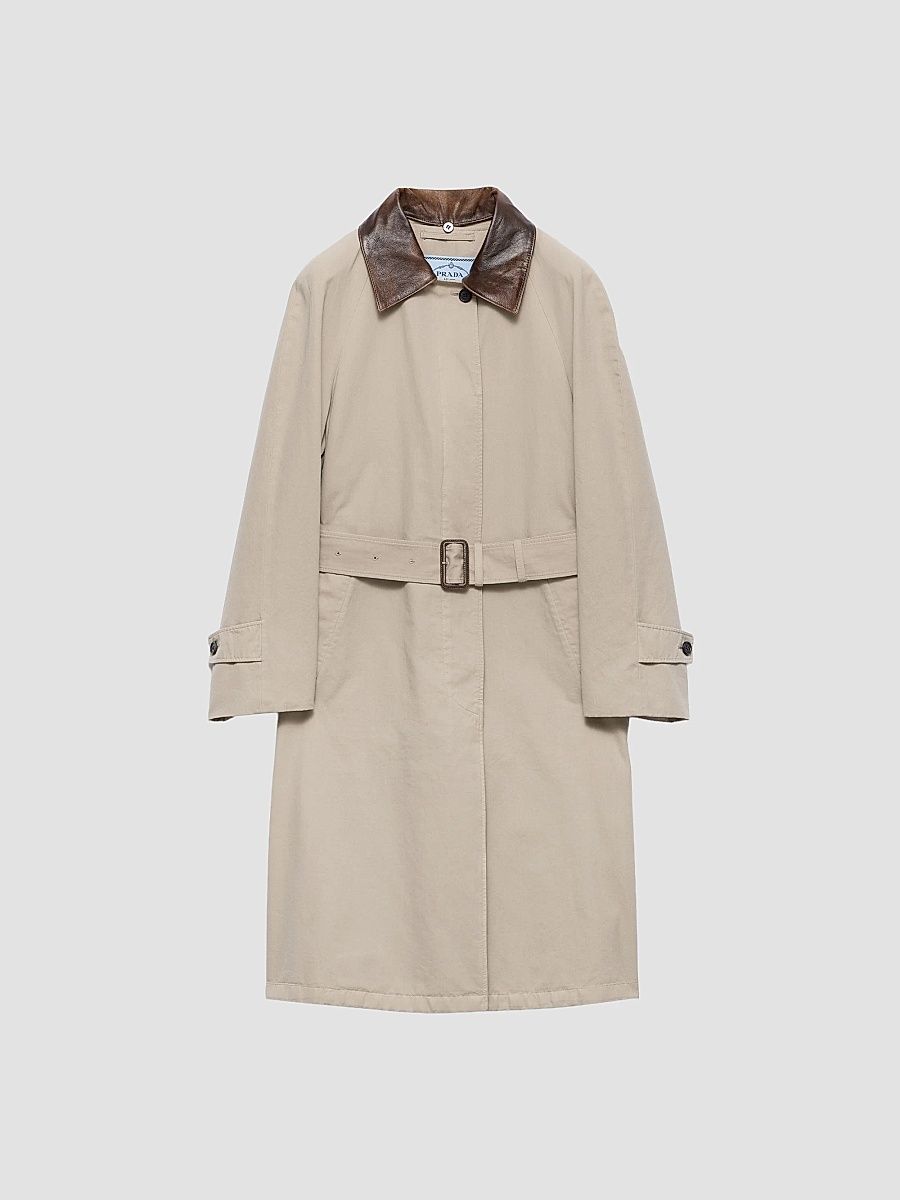 Women's Single-Breasted Old Poplin Coat - Beige Khaki - Size 6