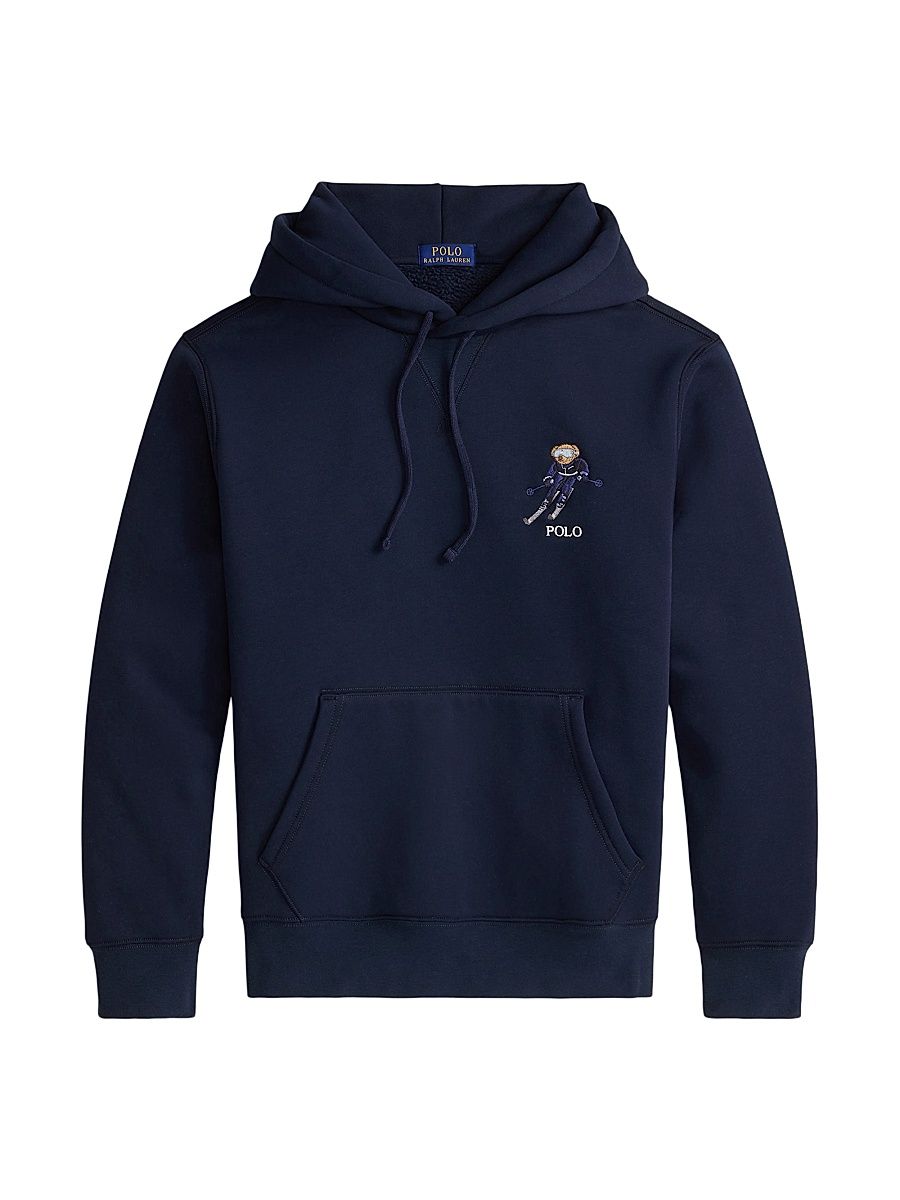 Men's Ski Polo Bear Cotton-Blend Hoodie - Worth Navy Active Bear - Size XL