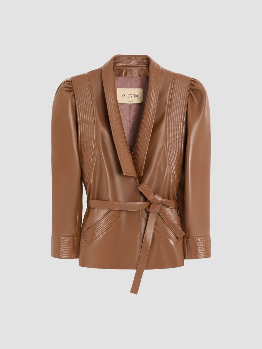 Valentino Women's Nappa Leather Jacket - Brown - Size 8