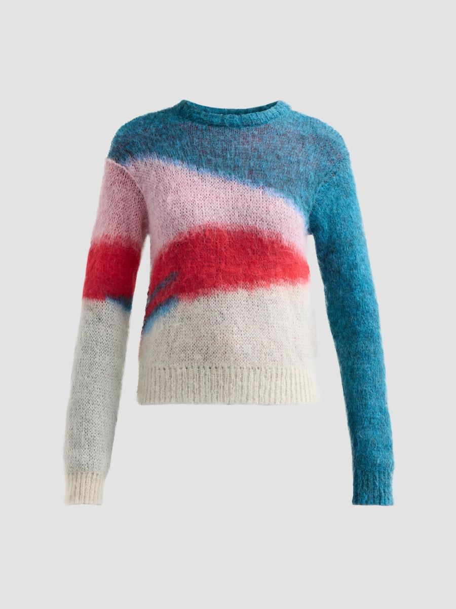Mother Women's The Moodswing Colorblocked Mohair-Blend Sweater - Cream Candy Pink - Size XL