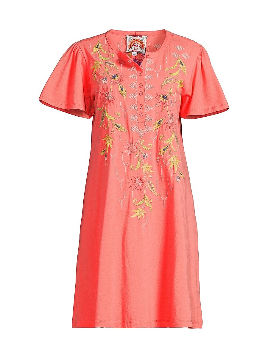 Women's Calista Cotton-Embroidered Minidress - Sugar Coral - Size Small