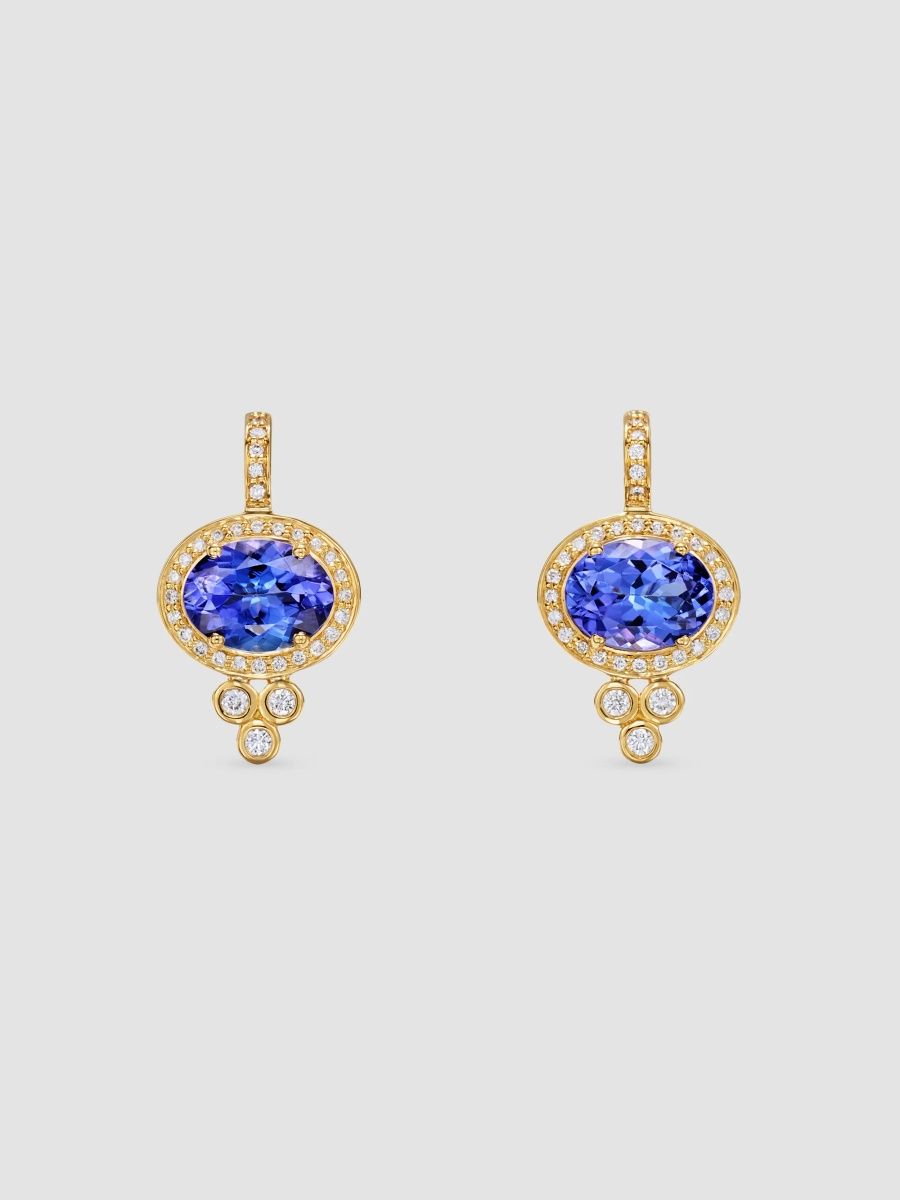 Temple St. Clair Women's Classics 18K Yellow Gold, Tanzanite & 0.33 TCW Diamond Halo Pyramid Drop Earrings - Yellow Gold