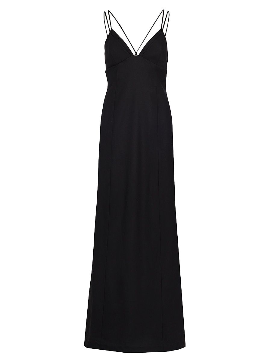 Women's Ava Open Back Wool-Blend Gown - Black - Size 10