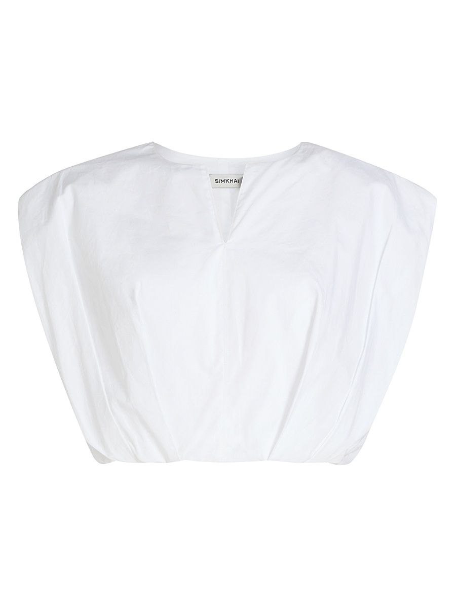 Women's Wrenli Pleated Crop Top - White - Size XS