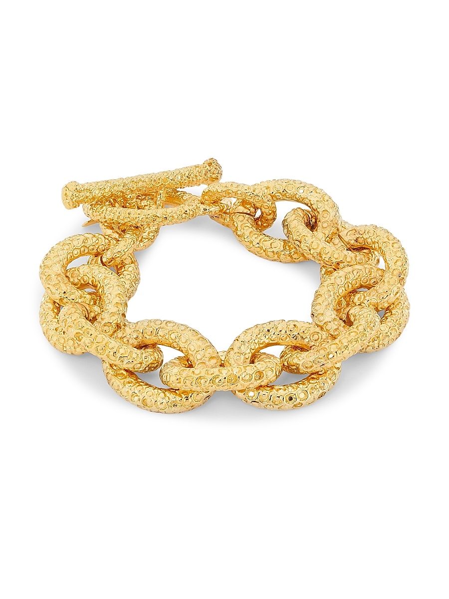 Women's Goldtone Textured Oval-Link Chain Bracelet - Gold