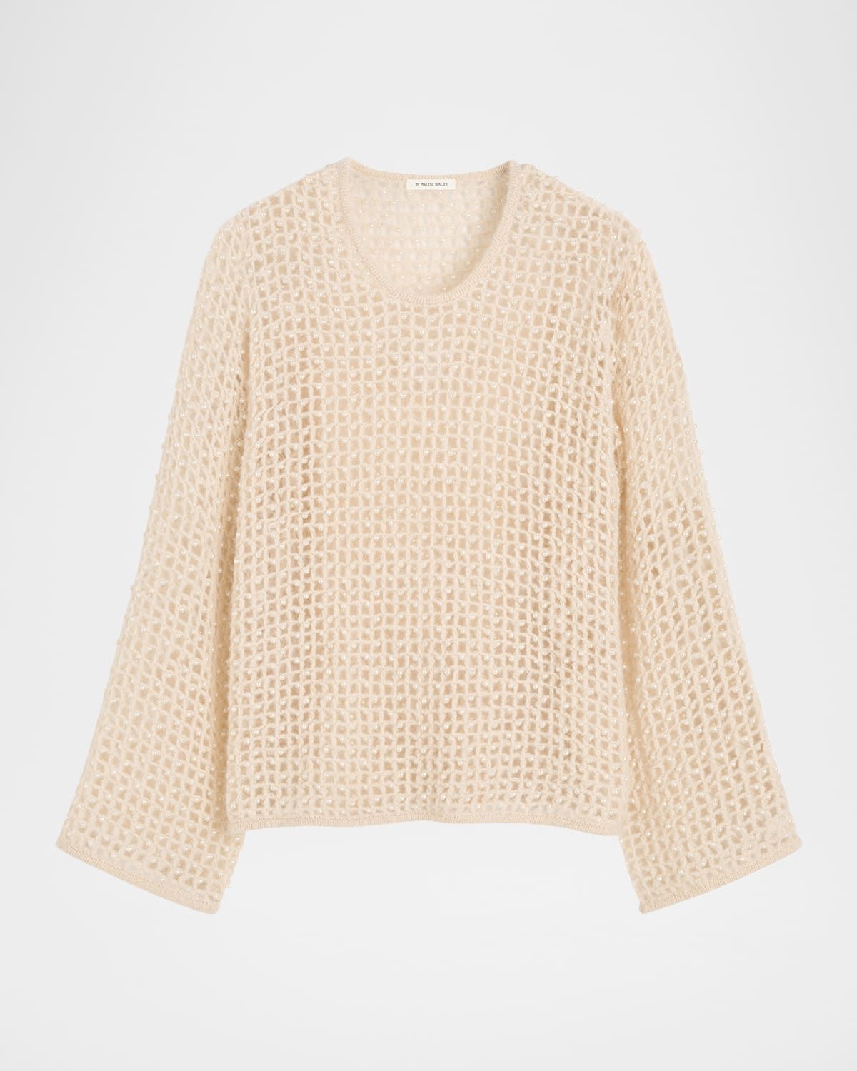 Amil Beaded Wool-Mohair Open Knit Sweater
