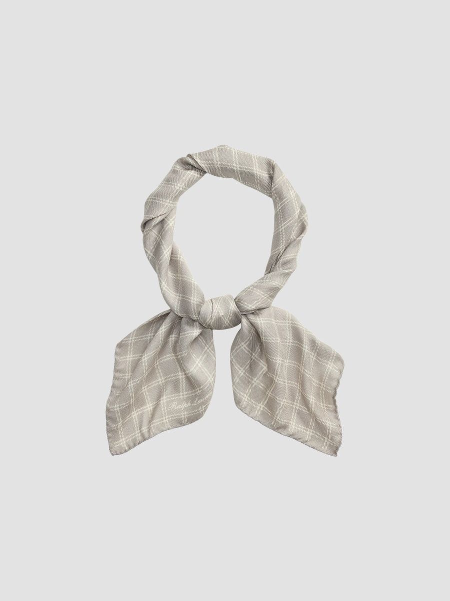 Ralph Lauren Purple Label Men's Windowpane Plaid Cashmere-Silk Neckerchief - Pearl Grey
