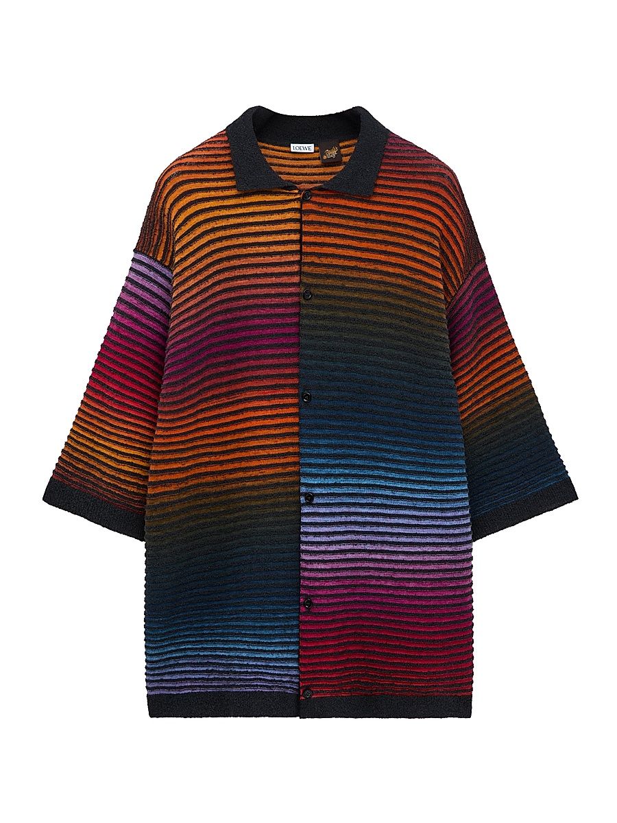 Men's LOEWE x Paula's Ibiza Striped Knit Shirt - Multicolor Black - Size XL