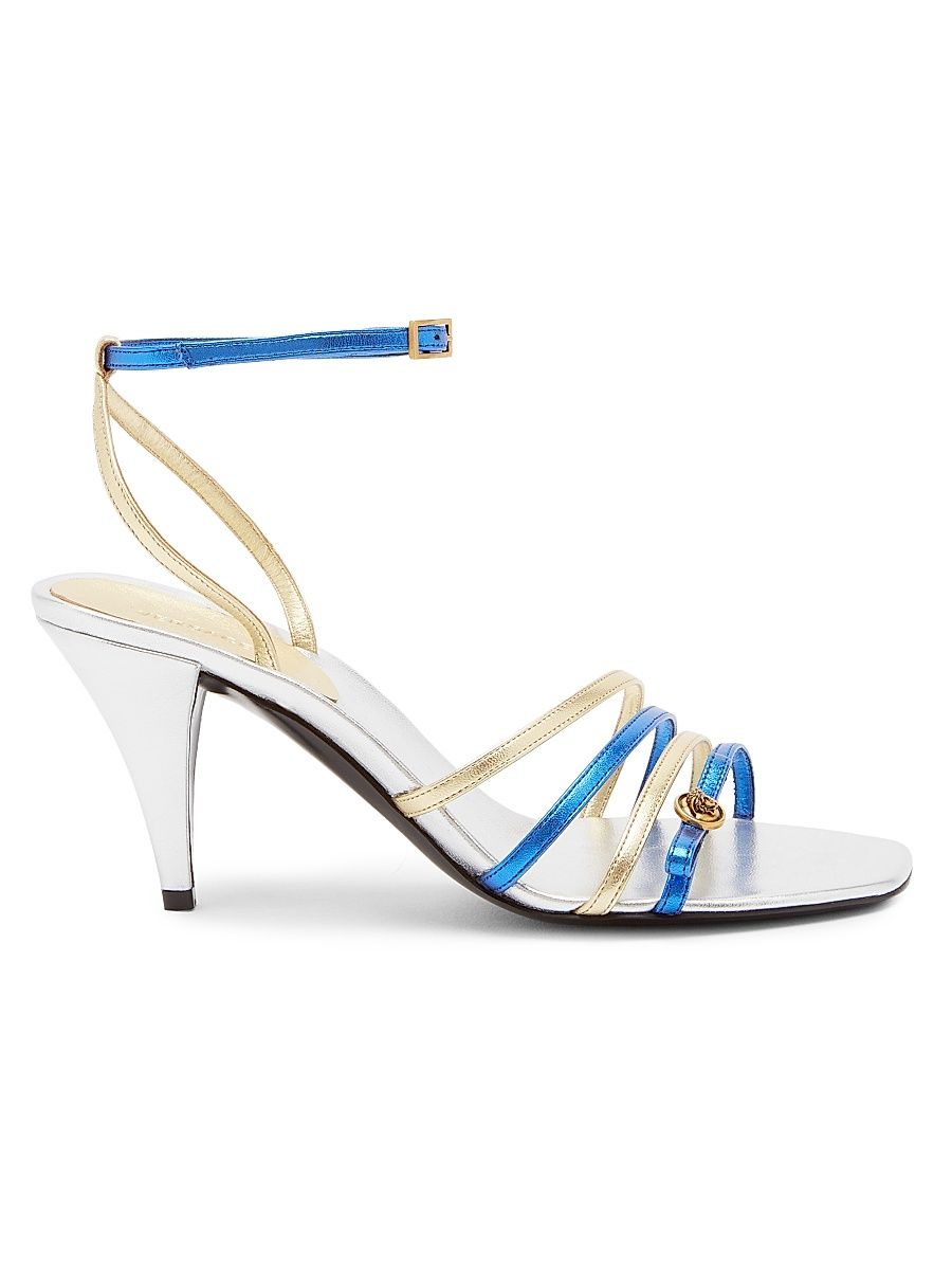 Women's 80MM Leather Sandals - Silver Palladium - Size 9.5