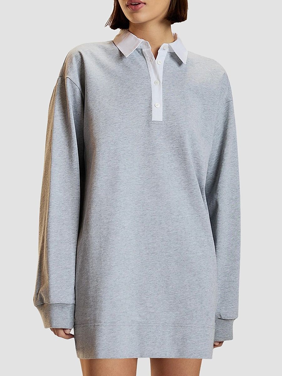 Cynthia Rowley Women's Ardie Rugby Contrast-Collar Cotton Minidress - Gray - Size Large