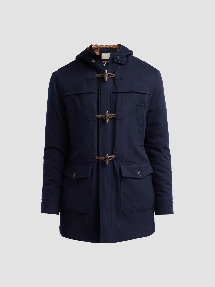 Canali Men's Hooded Wool-Cashmere Duffle Coat - Navy - Size 44