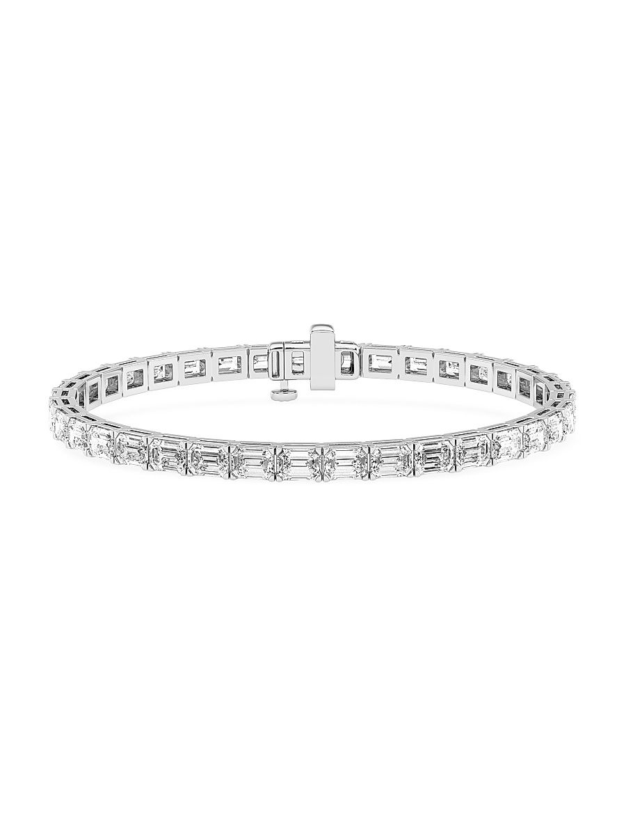 Women's 14K White Gold & 12 TCW Emerald-Cut Lab-Grown Diamond Tennis Bracelet - White Gold