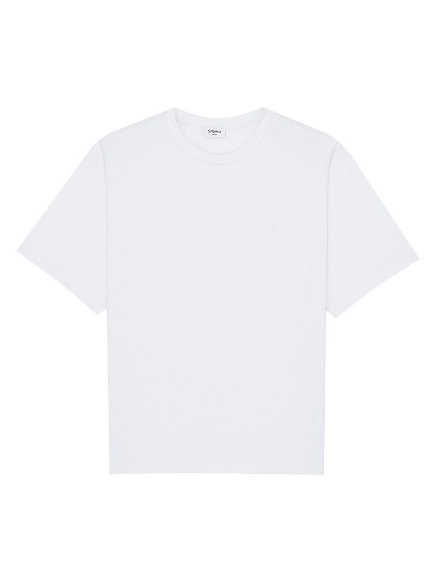 Saint Laurent Men's Cassandre Oversized T-Shirt - Biancospino - Size XS