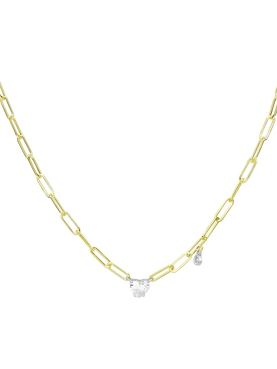 Women's 14K Yellow Gold & Diamond Paper Clip Necklace - Yellow Gold