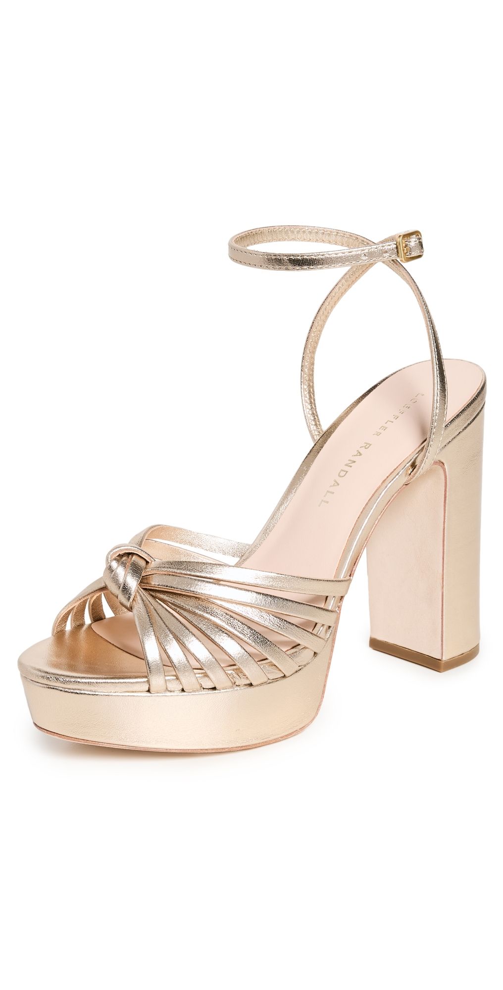 Loeffler Randall Rivka Leather Knot Platform Sandals Champagne 5