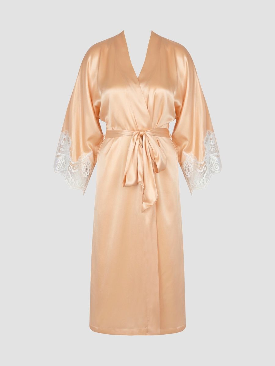 Lise Charmel Women's Splendeur Soie Lace-Trim Silk-Blend Robe - Splendeur Peche - Size Large