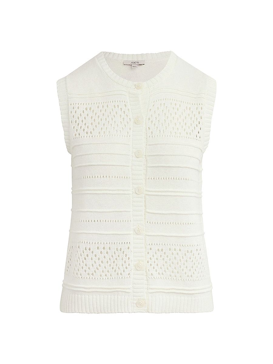 Women's The Faye Linen-Cotton Sweater Vest - Ecru - Size XL