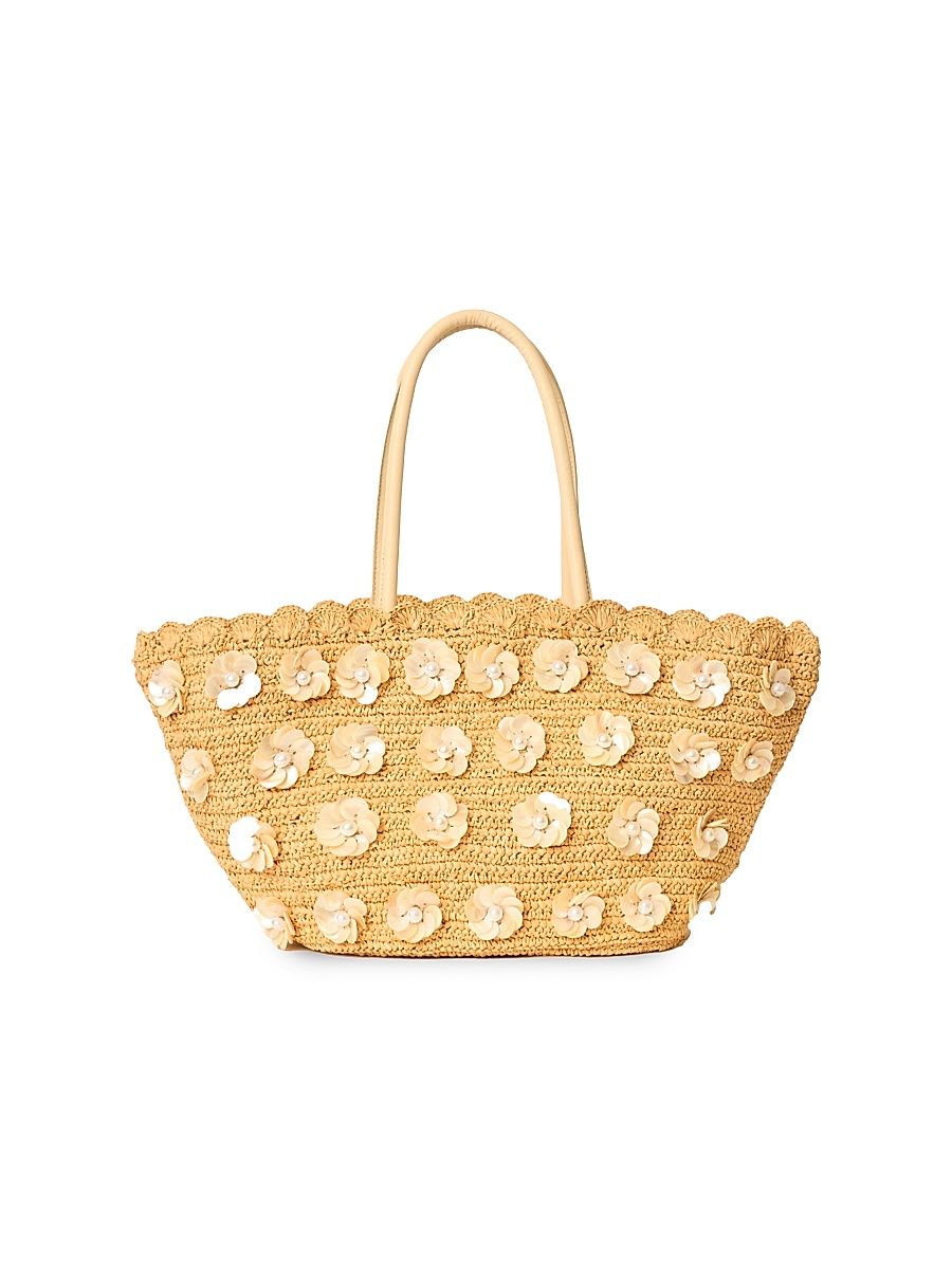 Women's Dottie Woven Raffia Tote Bag - Natural