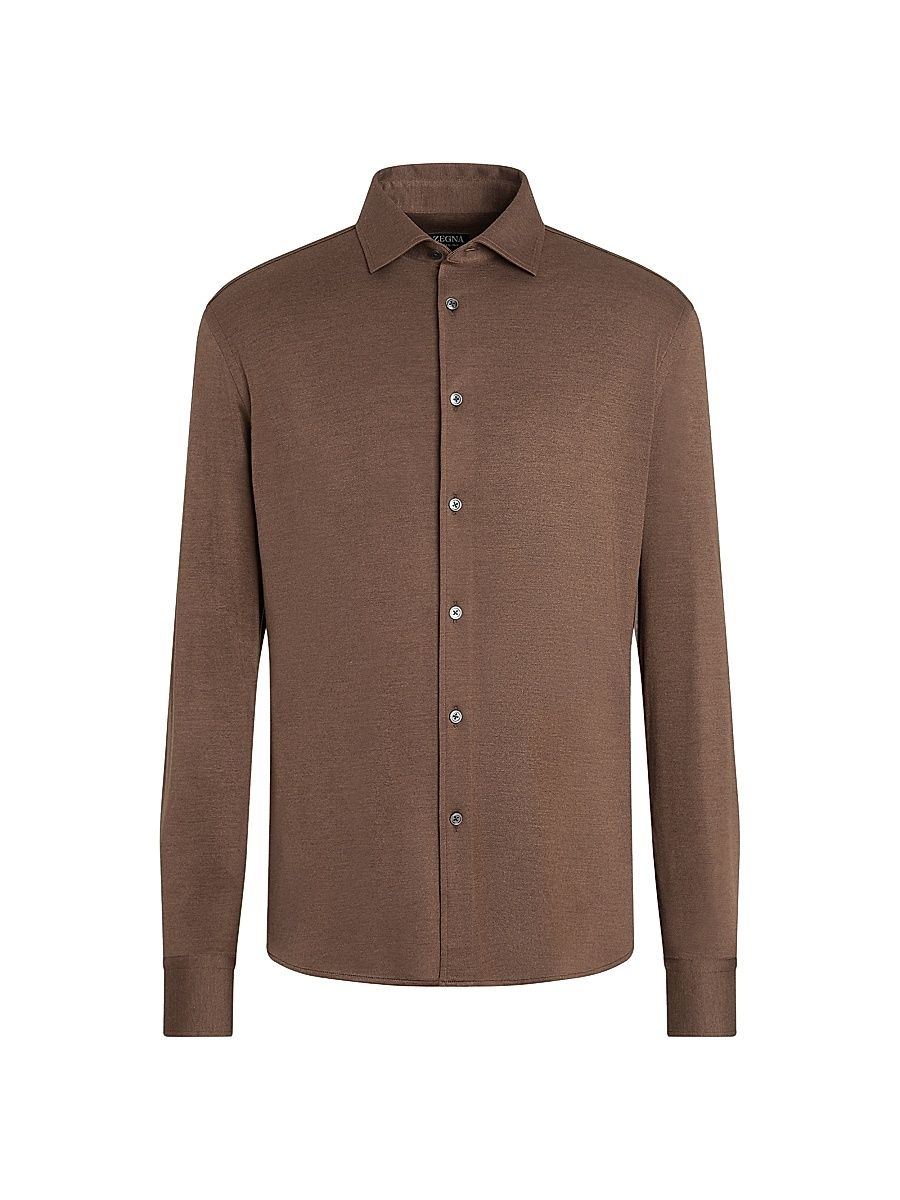 Men's Cashmere and Silk Shirt - Brown - Size XXL