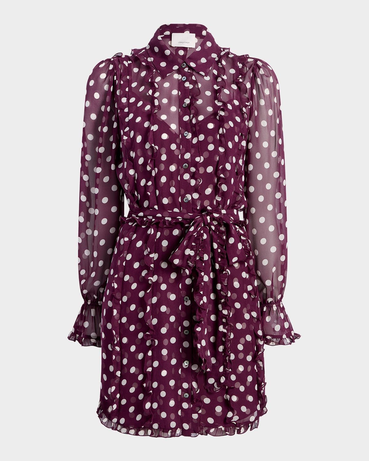 Estelle Camille Polka Dot Mini Shirtdress
