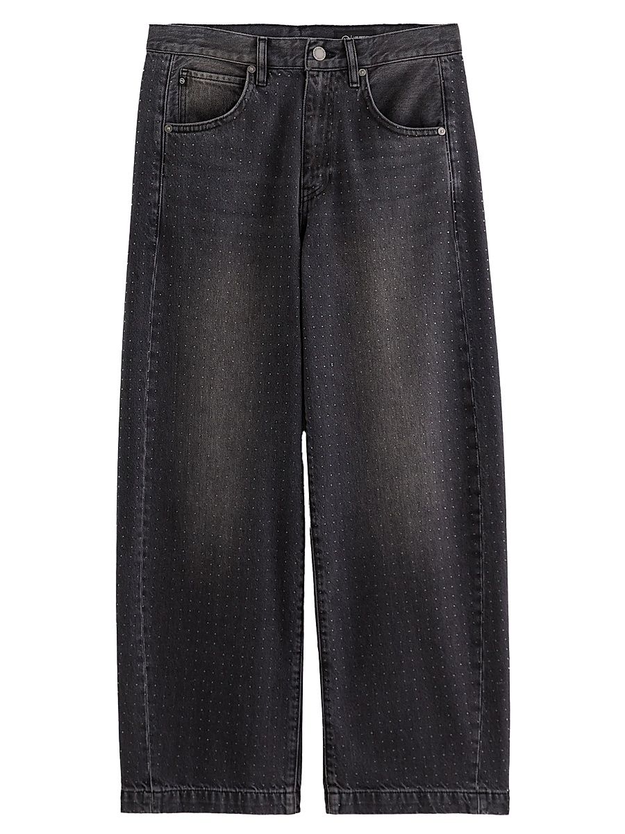 Women's Hattie Embellished Barrel-Leg Crop Jeans - Star Light - Size 32