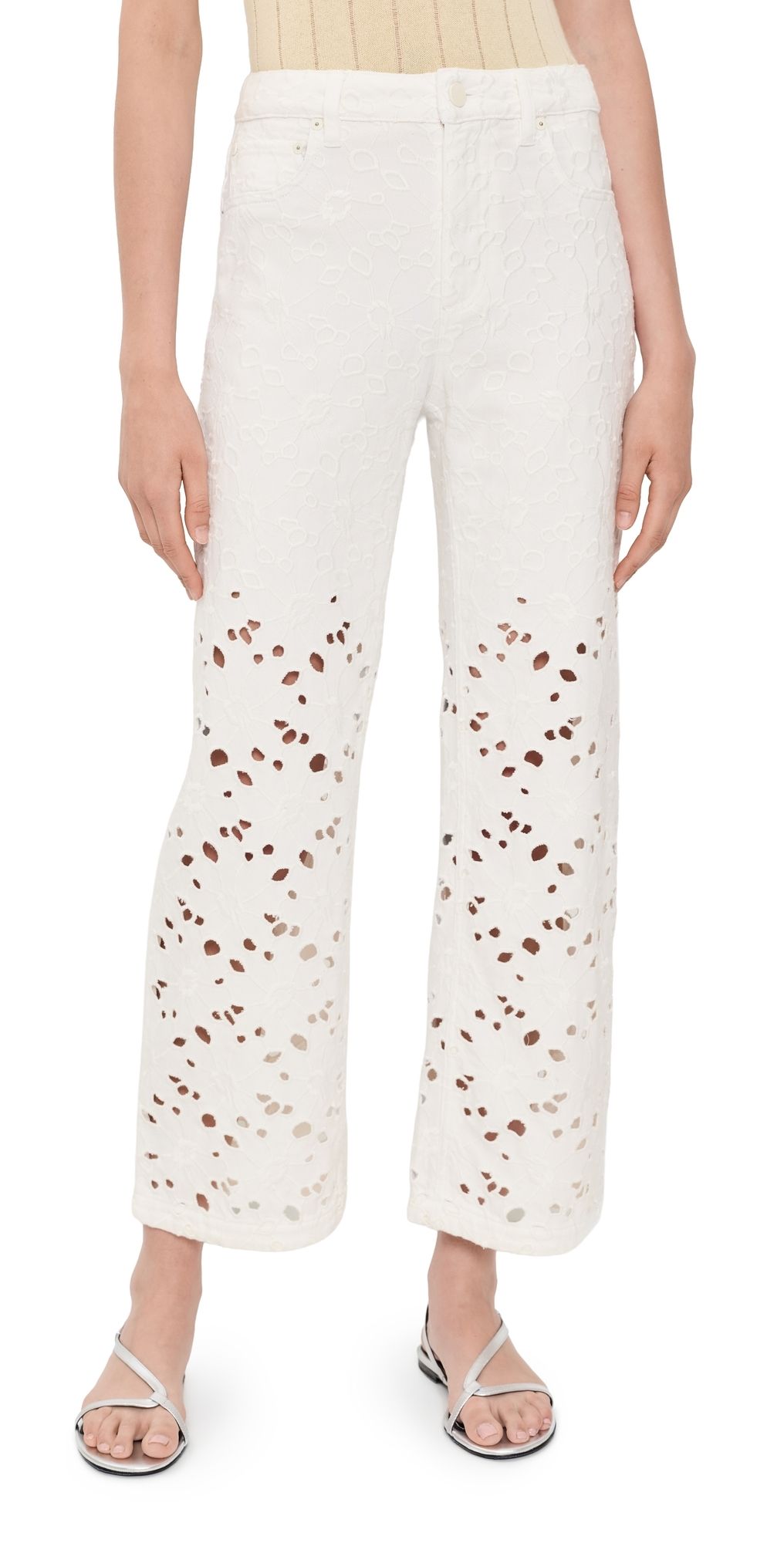 ALICE + OLIVIA Chic Ankle Length Jeans Off White 26