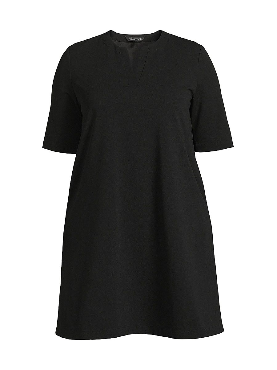 Women's Plus Size A-Line Stretch Deco Crepe Minidress - Black - Size 20